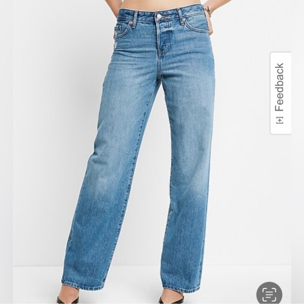 EXPRESS RELAXED STRAIGHT LOW RISE 16L washed denim jeans
